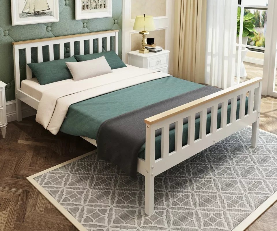 White Light Oak 3ft Single Country Style Bed Frame Mattress Option Sprung Foam